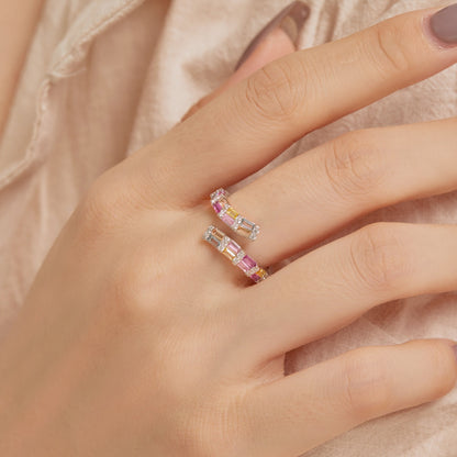 [Clover Jewelery]Charming Colorful Radiant Cut Adjustable Daily Ring
