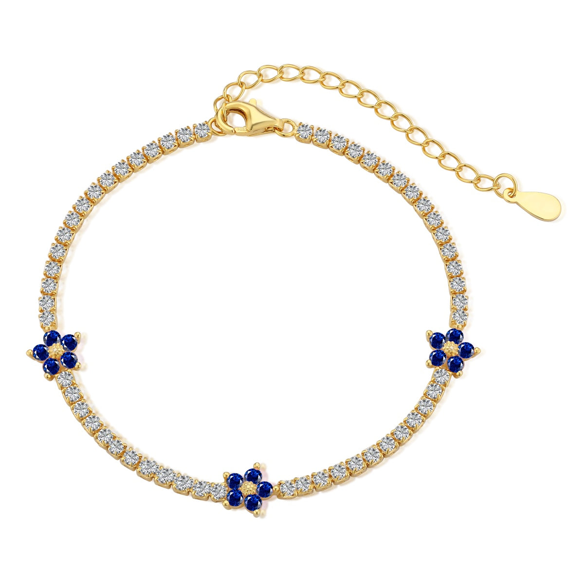 [Clover Jewelery]Sparkling Flower Shape Tennis Bracelet