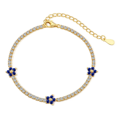[Clover Jewelery]Sparkling Flower Shape Tennis Bracelet