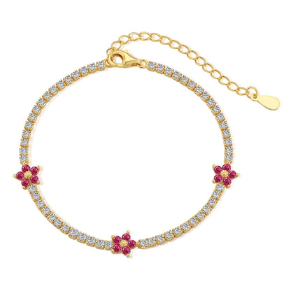 [Clover Jewelery]Sparkling Flower Shape Tennis Bracelet