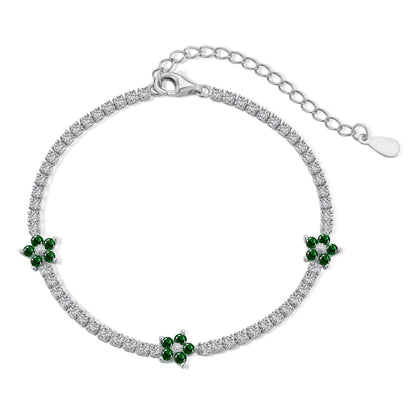 [Clover Jewelery]Sparkling Flower Shape Tennis Bracelet