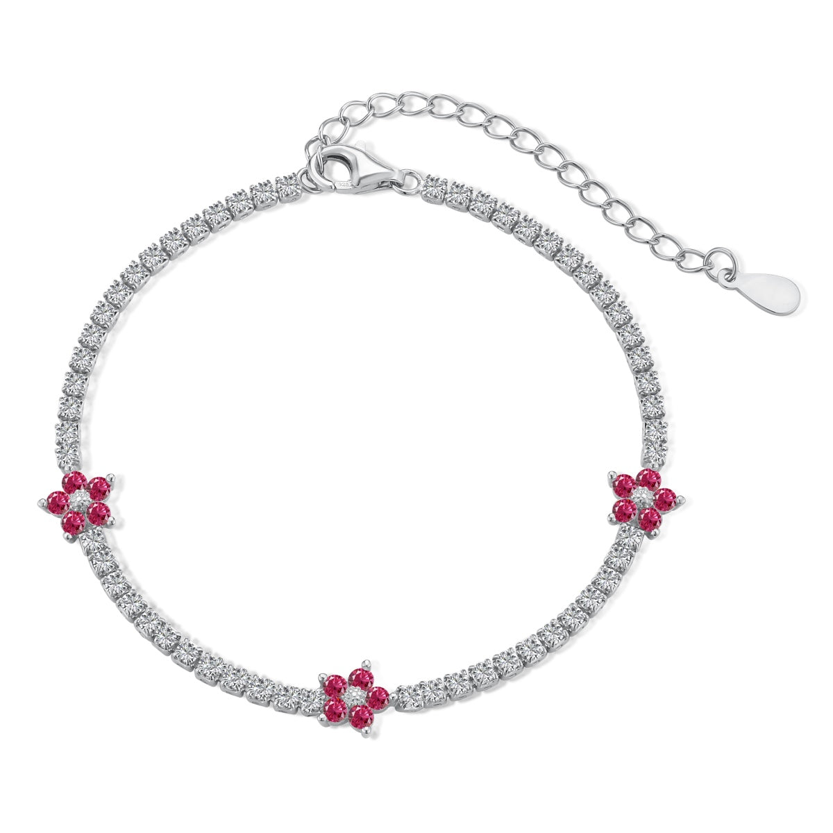 [Clover Jewelery]Sparkling Flower Shape Tennis Bracelet