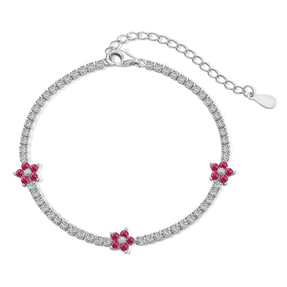 [Clover Jewelery]Sparkling Flower Shape Tennis Bracelet
