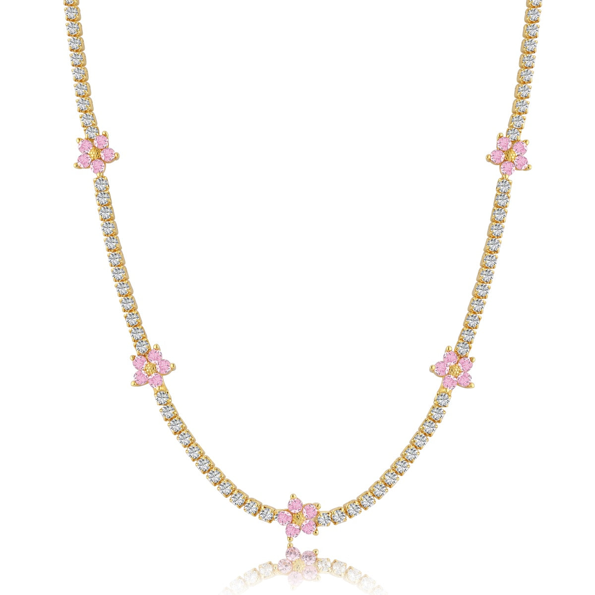[Clover Jewelery]Luxurious Colorful Flower Tennis Necklace