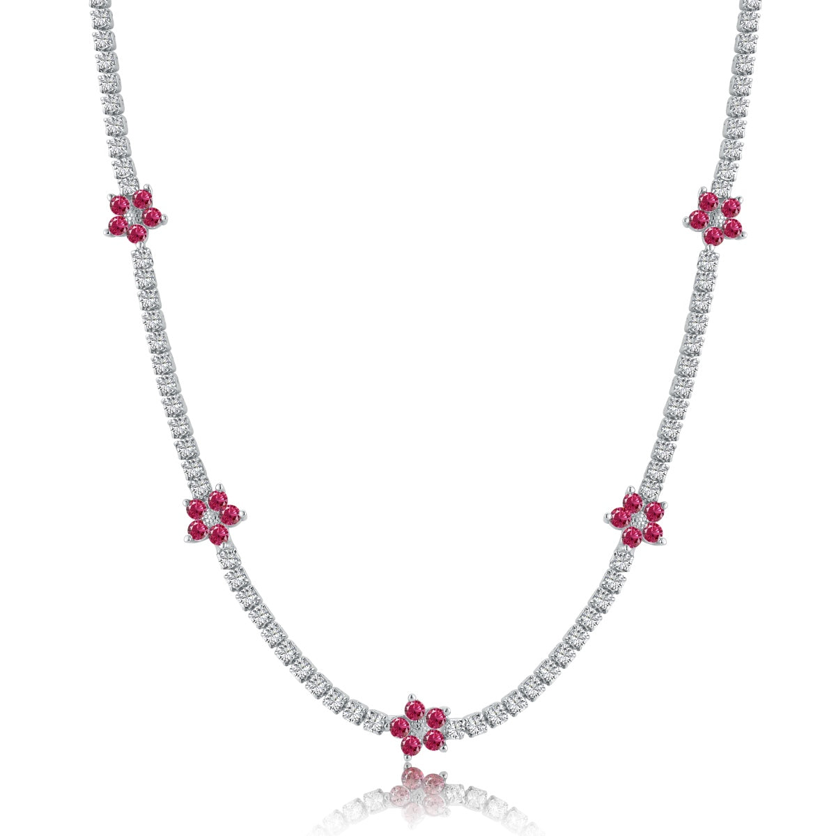 [Clover Jewelery]Luxurious Colorful Flower Tennis Necklace