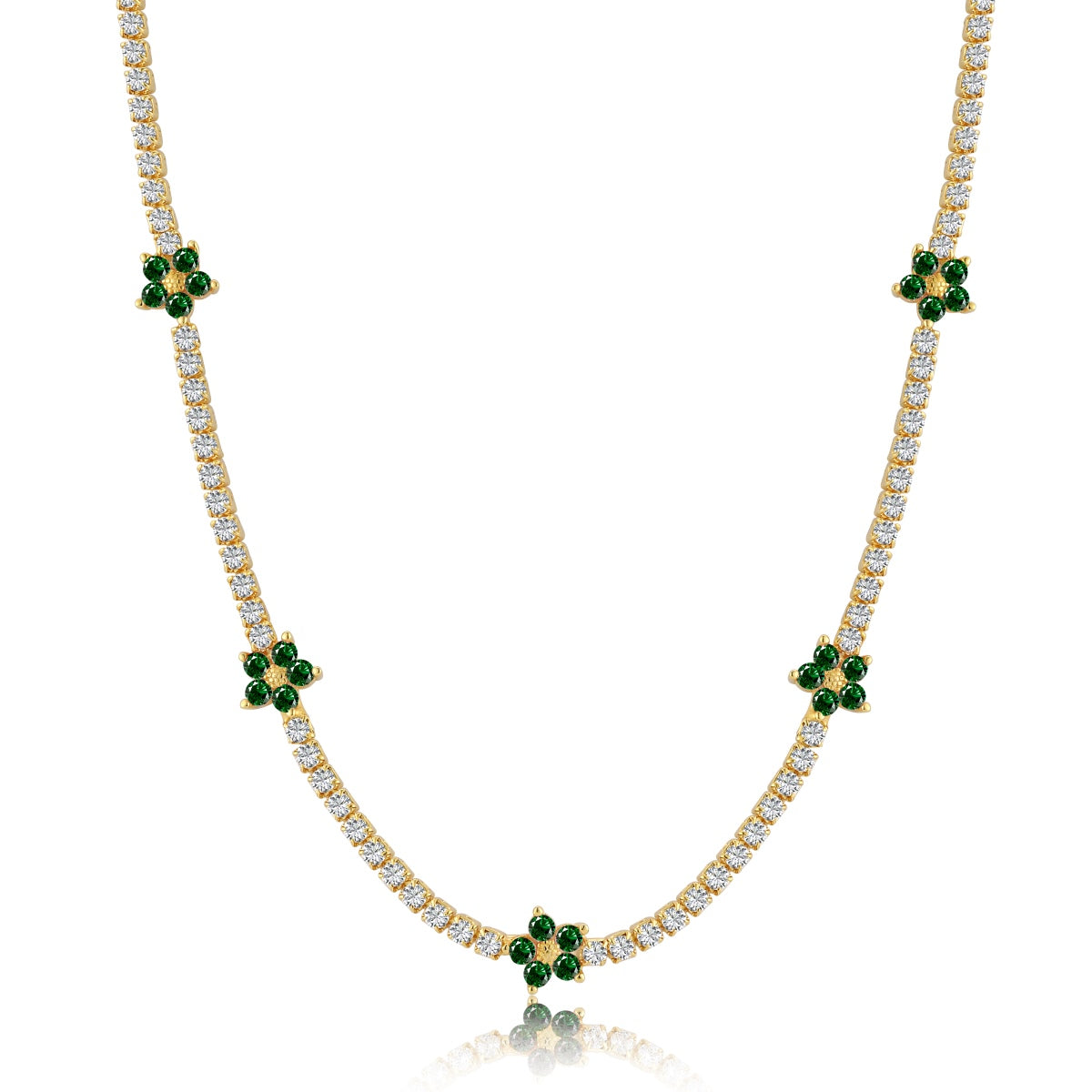 [Clover Jewelery]Luxurious Colorful Flower Tennis Necklace