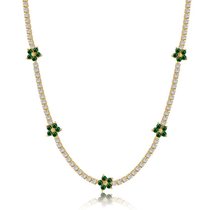 [Clover Jewelery]Luxurious Colorful Flower Tennis Necklace