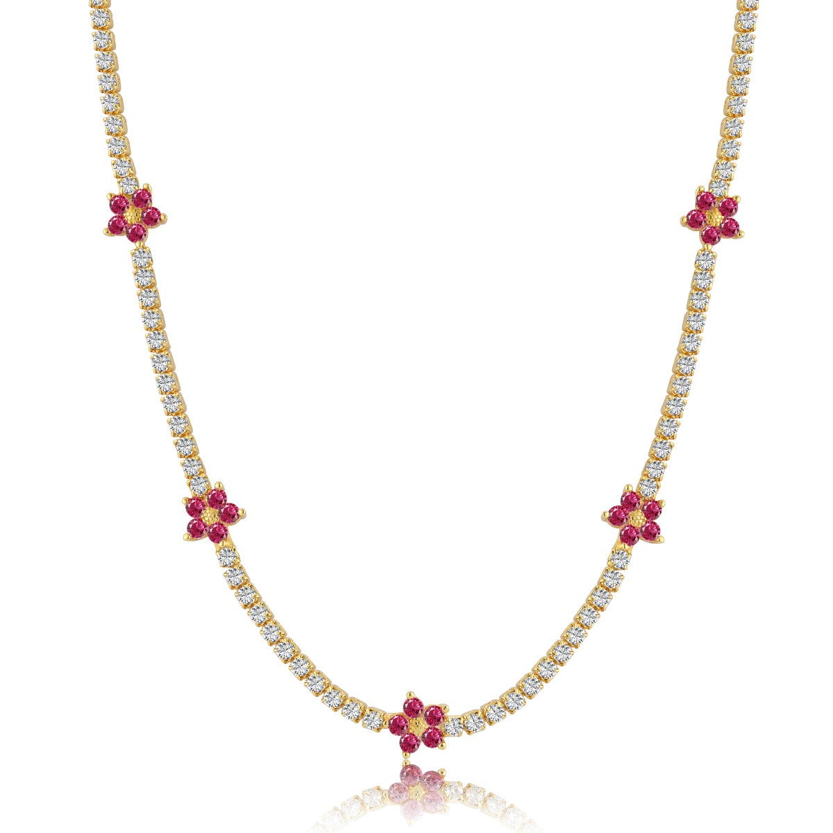 [Clover Jewelery]Luxurious Colorful Flower Tennis Necklace