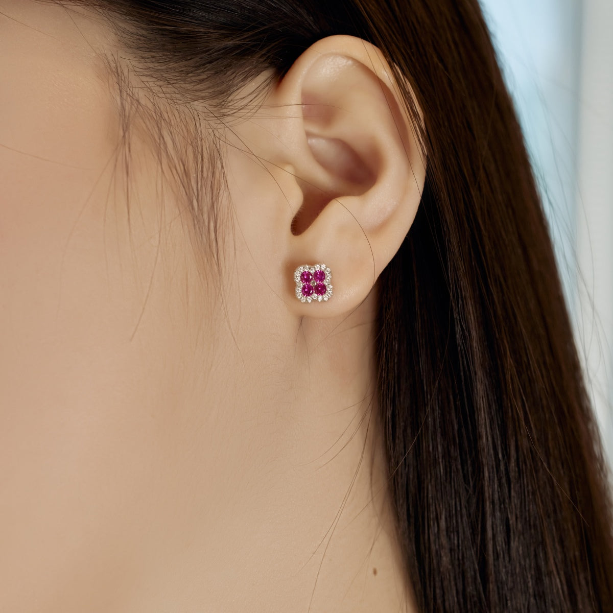 [Clover Jewelery]Four-Leaf Clover Flower Shaped Earrings