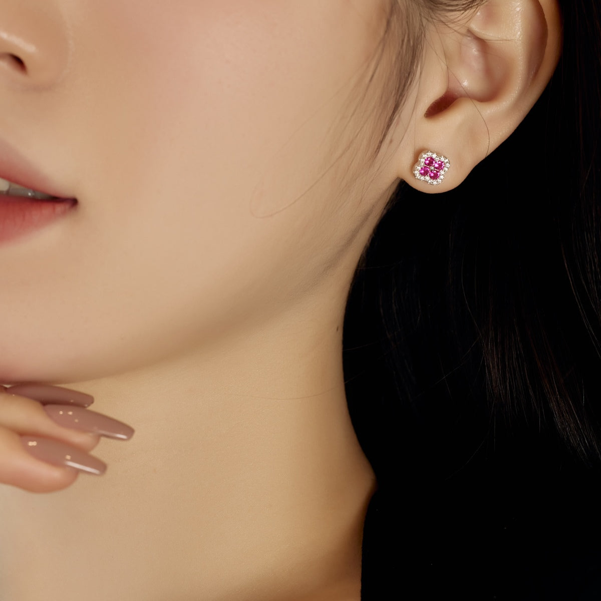 [Clover Jewelery]Four-Leaf Clover Flower Shaped Earrings