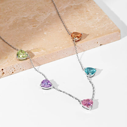 [Clover Jewelery]Sparkling Colorful Heart Cut Necklace