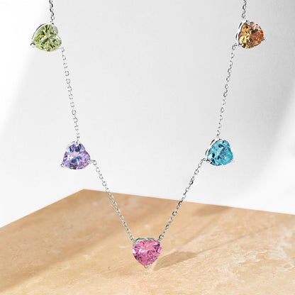 [Clover Jewelery]Sparkling Colorful Heart Cut Necklace