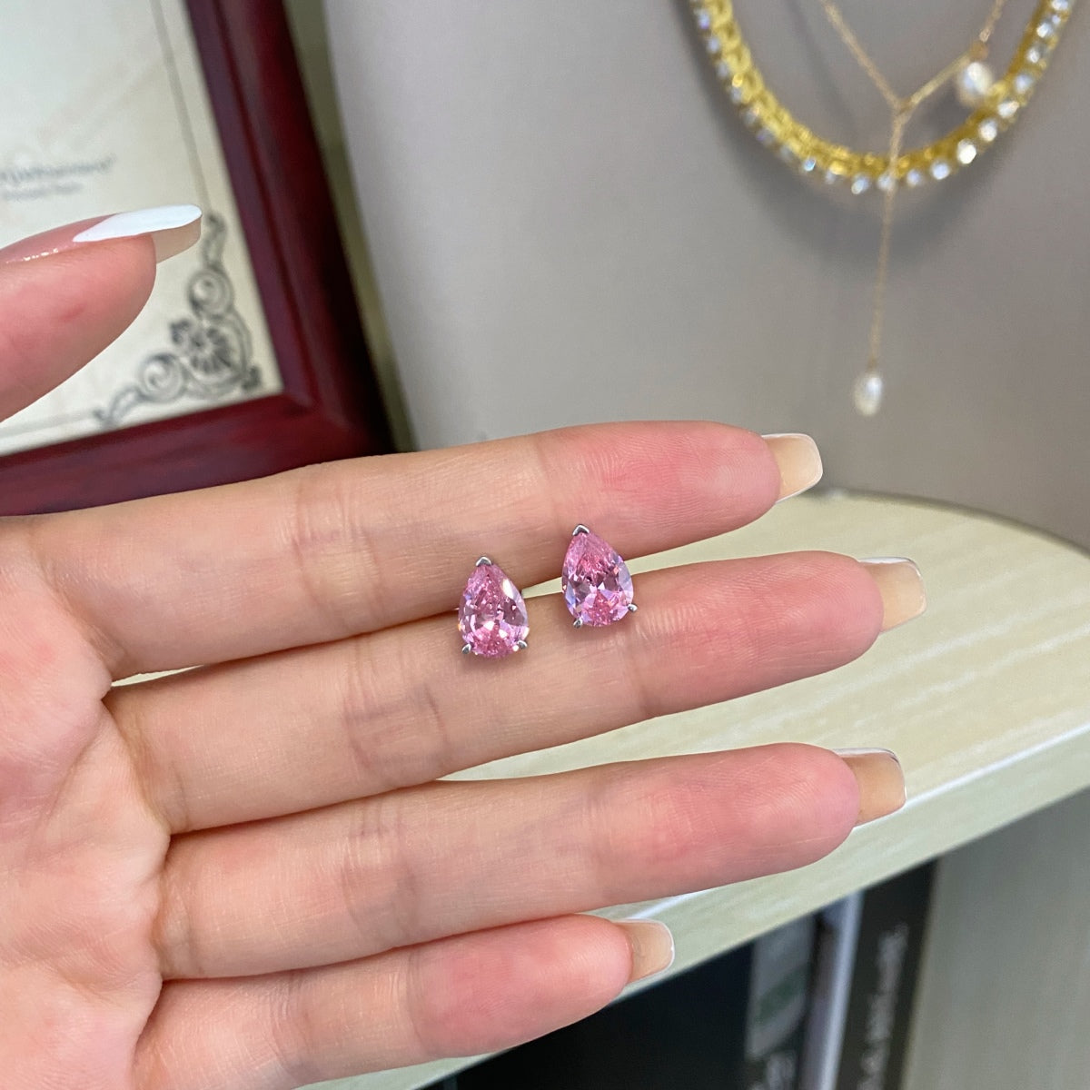 [Clover Jewelery]Ornate Water Drop Shape Earrings