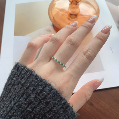 [Clover Jewelery]Exquisite Colorful Round Cut Tennis Ring