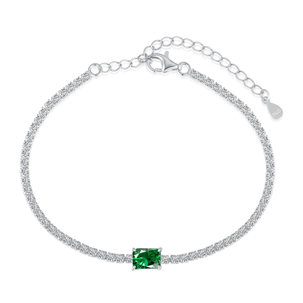 [Clover Jewelery]1.0 Carat Unique Emerald Cut Banquet Bracelet