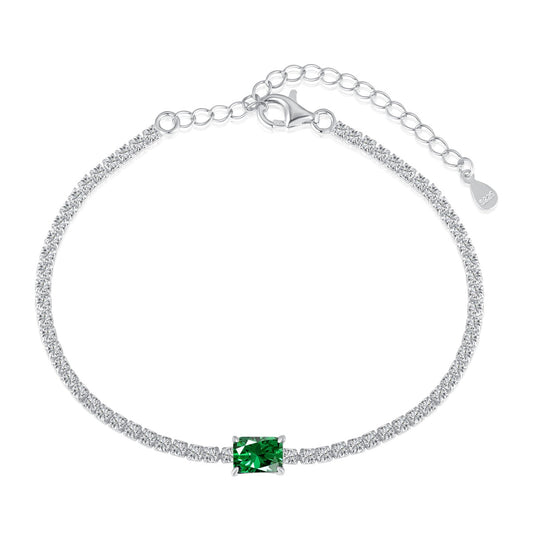 [Clover Jewelery]1.0 Carat Unique Emerald Cut Banquet Bracelet