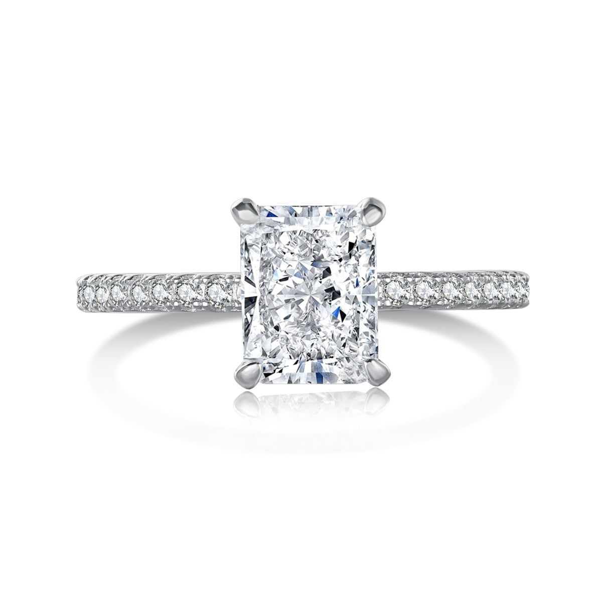[Clover Jewelery]2.0 Carat Dazzling Sparkling Radiant Cut Party Ring