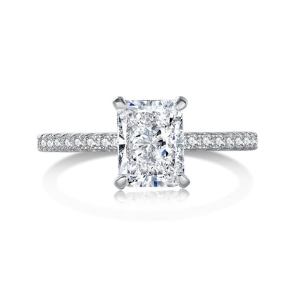 [Clover Jewelery]2.0 Carat Dazzling Sparkling Radiant Cut Party Ring