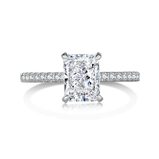[Clover Jewelery]2.0 Carat Dazzling Sparkling Radiant Cut Party Ring