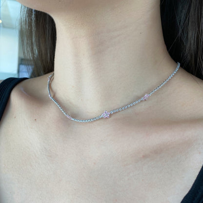 [Clover Jewelery]Luxurious Colorful Flower Tennis Necklace