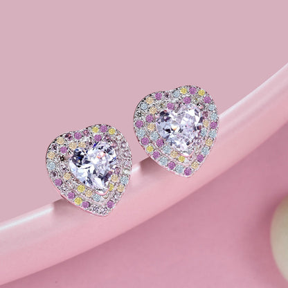 [Clover Jewelery]Dazzling Heart Shape Lover Earrings
