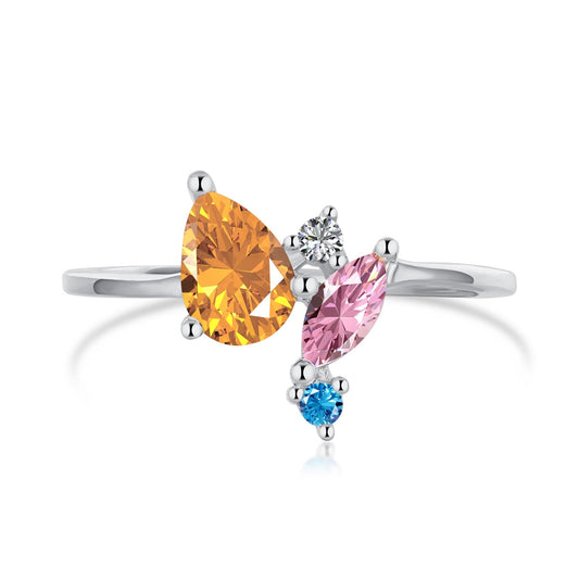 [Clover Jewelery]Radiant Colorful Multi Cut Daily Ring