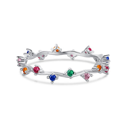[Clover Jewelery]Radiant Colorful Round Cut Daily Ring