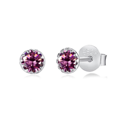 [Clover Jewelery]Sparkling Colorful Round Shape Earrings