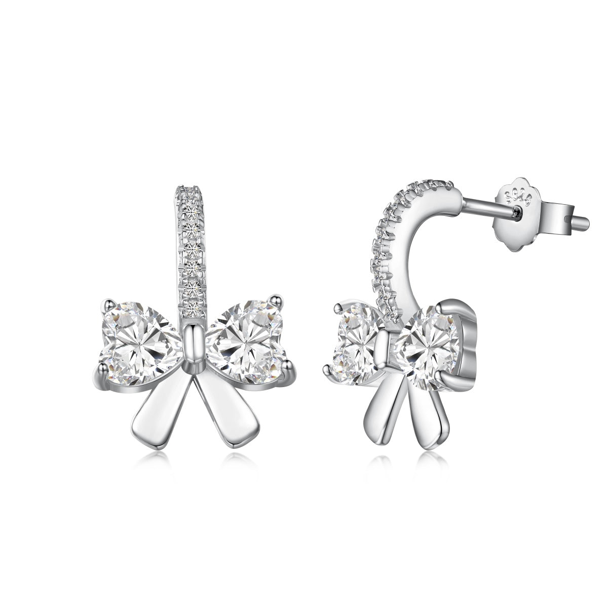 [Clover Jewelery]Exquisite Earrings With Heart-Shaped Bow Design