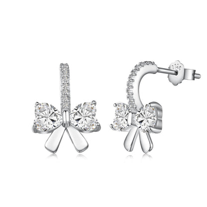 [Clover Jewelery]Exquisite Earrings With Heart-Shaped Bow Design