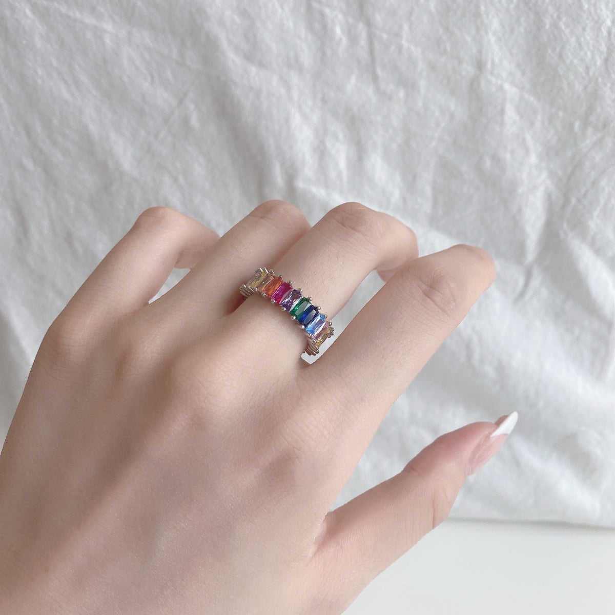 [Clover Jewelery]Unique Colorful Radiant Cut RIng