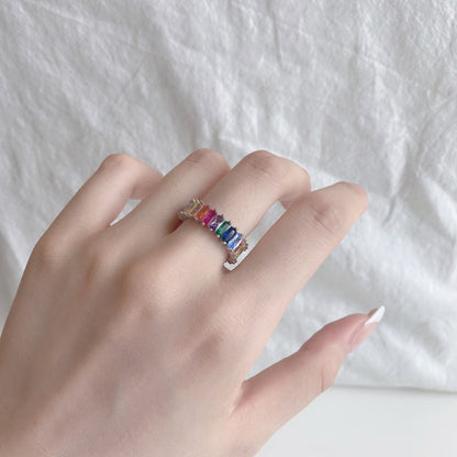 [Clover Jewelery]Unique Colorful Radiant Cut RIng