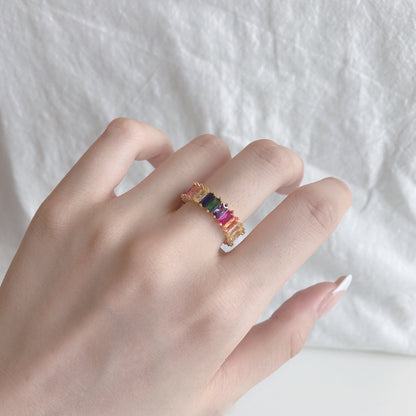 [Clover Jewelery]Unique Colorful Radiant Cut RIng