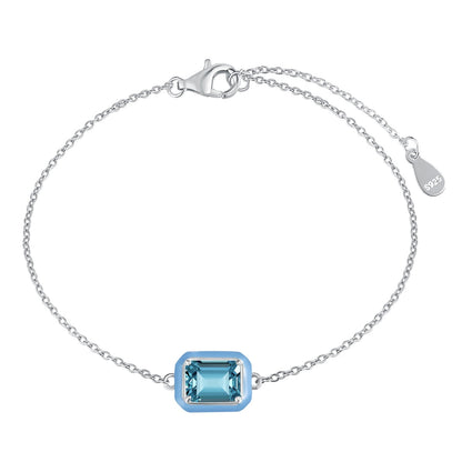 [Clover Jewelery]2.0 Carat Sparkling Colorful Emerald Cut Daily Bracelet