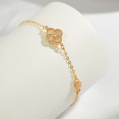 [Clover Jewelery]Delicate Four Leaf Clover Bracelet