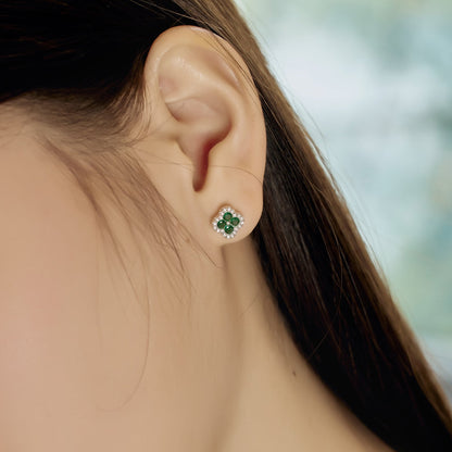 [Clover Jewelery]Four-Leaf Clover Flower Shaped Earrings