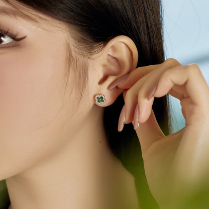 [Clover Jewelery]Four-Leaf Clover Flower Shaped Earrings