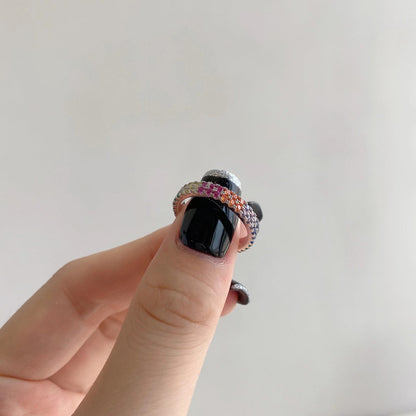 [Clover Jewelery]Unique Colorful Round Cut Tennis Ring