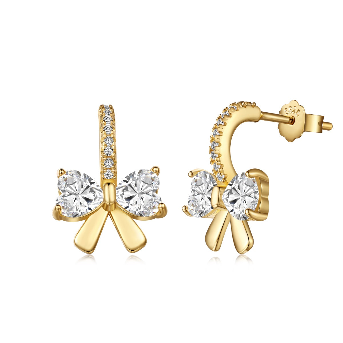 [Clover Jewelery]Exquisite Earrings With Heart-Shaped Bow Design