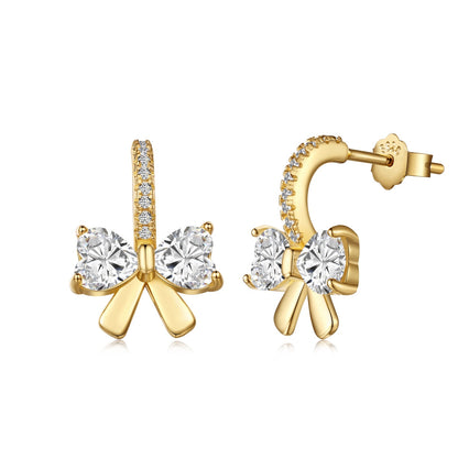 [Clover Jewelery]Exquisite Earrings With Heart-Shaped Bow Design