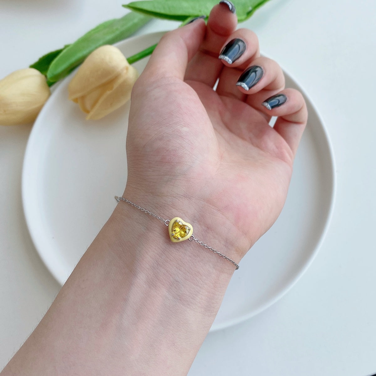 [Clover Jewelery]Sparkling Romantic Heart Shape Lover Bracelet