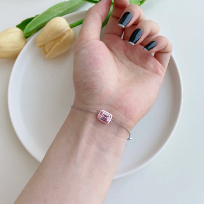 [Clover Jewelery]2.0 Carat Sparkling Colorful Emerald Cut Daily Bracelet