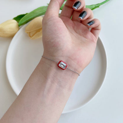 [Clover Jewelery]2.0 Carat Sparkling Colorful Emerald Cut Daily Bracelet