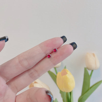 [Clover Jewelery]Sparkling Colorful Round Shape Earrings