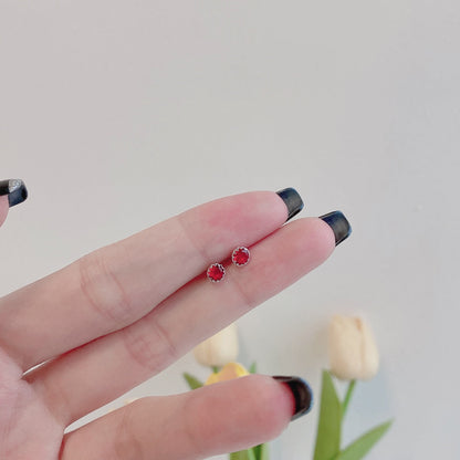 [Clover Jewelery]Sparkling Colorful Round Shape Earrings