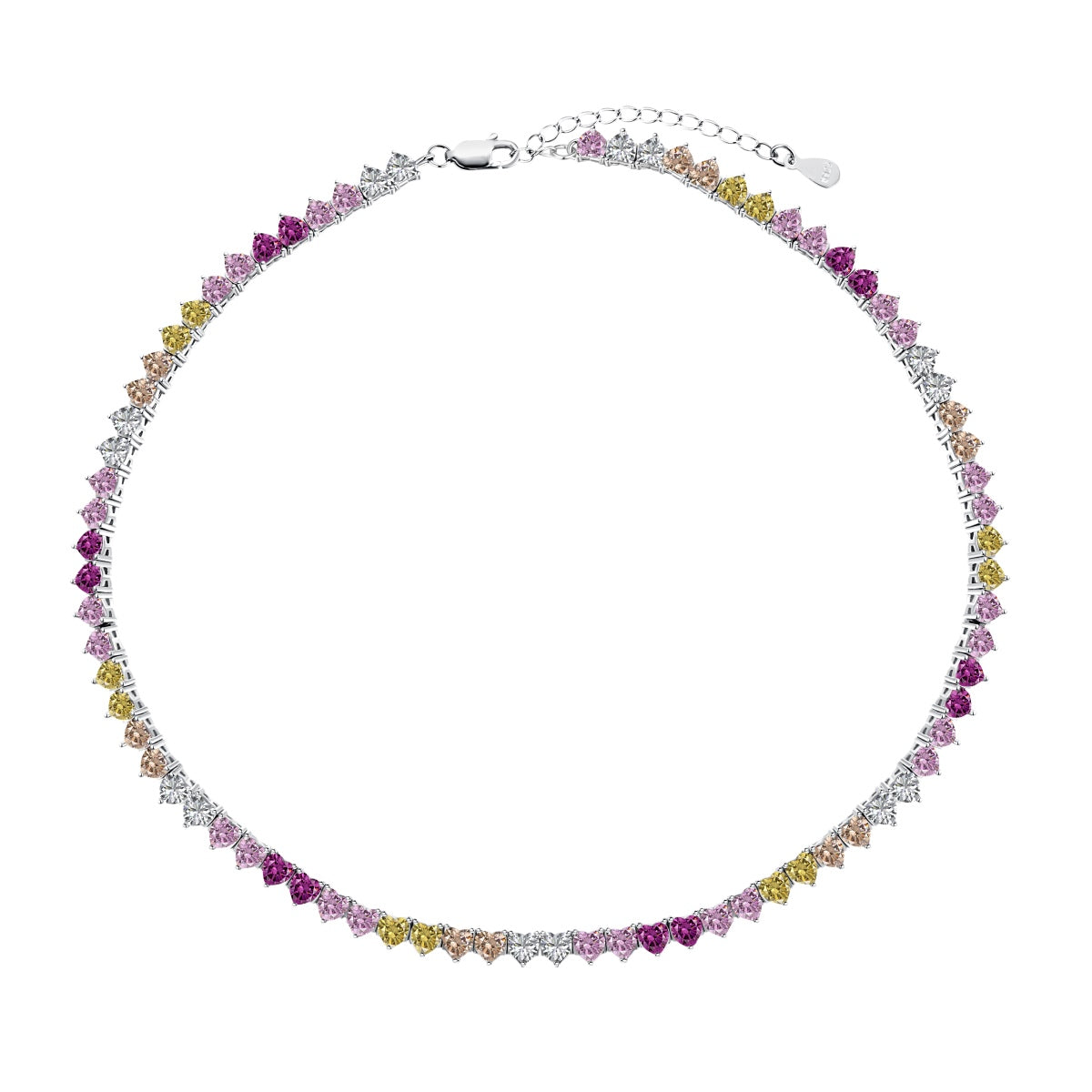 [Clover Jewelery]Sparkling Colorful Full Heart Tennis Necklace