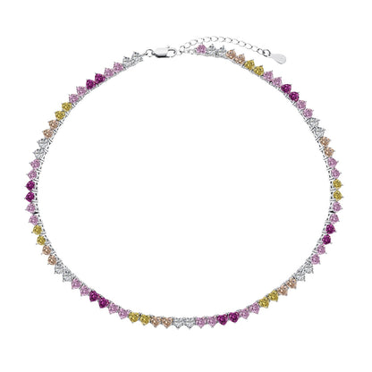 [Clover Jewelery]Sparkling Colorful Full Heart Tennis Necklace