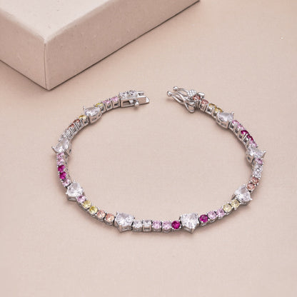 [Clover Jewelery]Romantic Heart Shape Round Cut Lover Bracelet