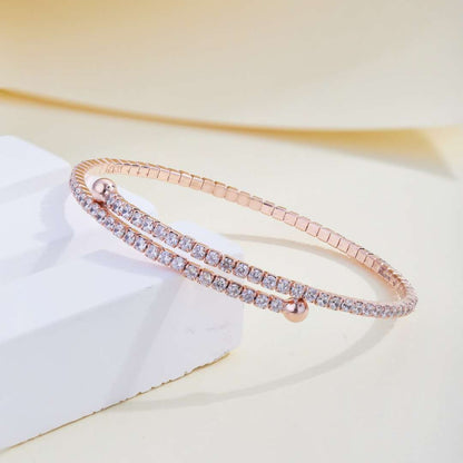 [Clover Jewelery]Row of Diamonds Round Fashion Bracelet