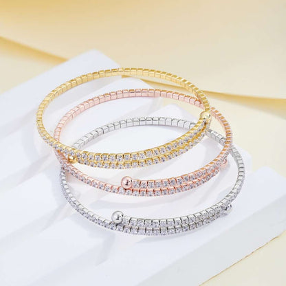 [Clover Jewelery]Row of Diamonds Round Fashion Bracelet